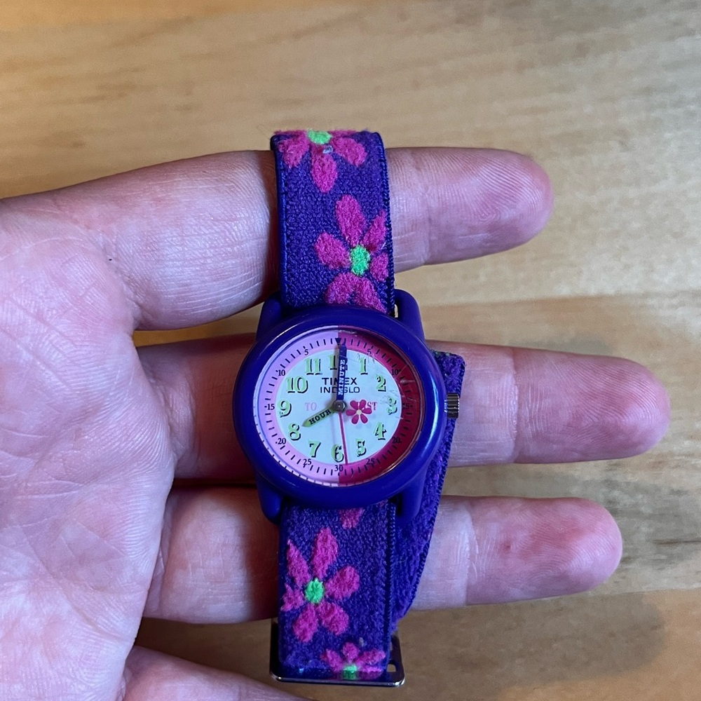 Timex Kids Watch with Purple and Pink Floral Strap